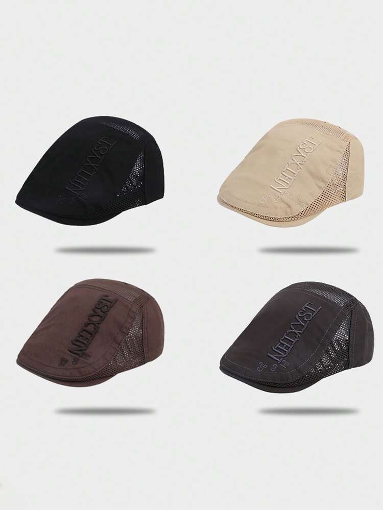 Boina de malla transpirable, gorra de periódico bordada vintage, unisex, primavera/verano (color del hilo de bordado aleatorio) - YST - Añade 2