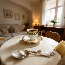 Keramik Runde gepunktete Untertasse & Tasse Set, handgemalt in Gold, Weiß, Schwarz, gesund für Kaffee & Wasser, Heimdekoration, Party Keramik Tasse & Untertasse Geschenkset - Verschiedenfarbig - Übersicht 8