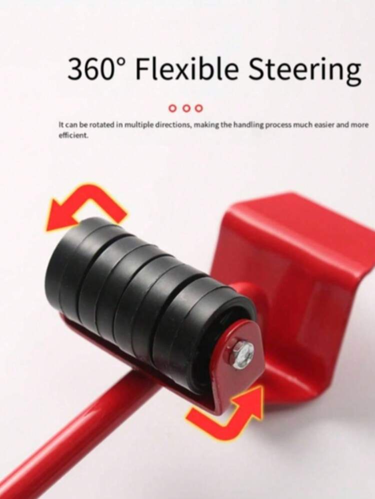 5件套重型家具搬运工具套装，带360°旋转轮 - 防刮地板滑轮，适用于木地板/瓷砖/地毯 | 专业沙发/梳妆台/冰箱搬运系统 | 公寓搬迁、宿舍布置和房屋装修必备 | 符合人体工程学的杠杆式搬运器，适合单人搬家者、老年人和家居装修（黄/红） - 彩色 - 查看 5
