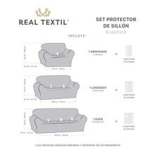 REAL TEXTIL Juego de 3 Fundas Cubre Sala - Tejido Jacquard Elástico Fácil Lavado. Ideal para Proteger Tus Muebles - Protector de sillón - Sofa Cover Café - c y f - Ver 4
