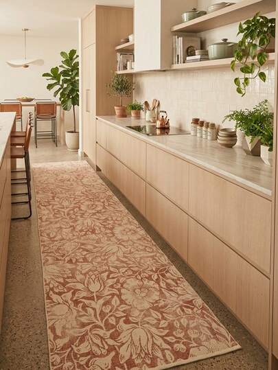 1pc Vintage Floral Distressed Area Rug/Carpet/Door Mat/Runner, Suitable For Hallway, Bathroom, Kitchen, Bedroom, Living Room, Soft & Thick, Washable, Home Decor