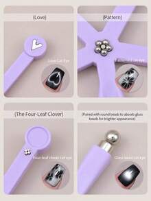 8-In-1 Purple Nail Art Magnetic Gel, Featuring Powerful Magnets, French Cat Eye Nail Polish Gel, Thick Y-Shaped Heart-Shaped Multi-Functional Nail Art Magnetic Tools, Suitable For DIY Manicure, Women Beauty Gifts - Red - View 3