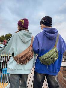 1pc Casual Outdoor Hiking Waist Bag, Lightweight Chest Pack, Unisex Mountaineering Gear Crossbody Shoulder Bag - Multicolor - View 3