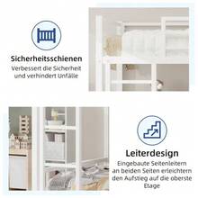 Metal Bunk Bed With Two Single Beds / Sturdy And Stable Metal / Quiet Operation / Safety Rail / Bed Base Not Required - White - View 8