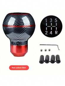 1pc Universal Leather 5-Speed Shift Knob, Racing Aluminum Manual Transmission Gear Shift Lever, Car Accessories - A - View 11