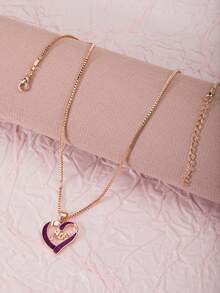 1 pieza Collar con colgante en forma de corazón brillante y delicado, estilo minimalista y fresco, regalo para el Día de la Madre, collar versátil - 03 - Ver 2