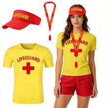 Bộ trang phục cứu hộ bãi biển, tiệc bể bơi, lễ hội hóa trang, Halloween, lễ hội âm nhạc, nhập vai, quà tặng ngày lễ và sinh nhật - Bao gồm áo phông, mũ và còi. - Nhiều màu - Xem 1