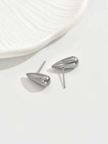 1 Pair Fashionable Smooth Chili Pepper Water Drop Stainless Steel Stud Earrings, Minimalist Versatile For Women, Suitable For Holidays And Parties - Earrings - View 5