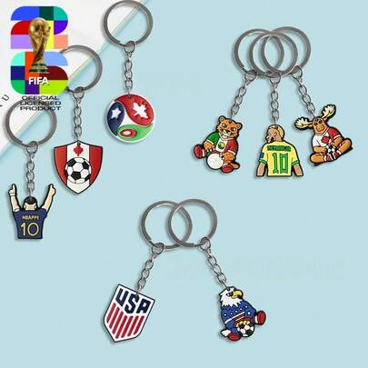 FIFA FIFA 11 piezas Juguetes de peluche con tema de la Copa Mundial 2026 para EE. UU., Canadá, México, de material suave y peludo, con dispositivo de sonido incorporado para atraer a las mascotas, duradero y resistente a mordeduras, diseño de dibujos animados lindos, adecuado para gatos, perros y otras mascotas medianas y pequeñas, juguetes de compañía de la Copa Mundial