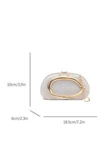 New Arrival Niche Luxury Shell Bag, Rhinestone Evening Clutch, Sparkling Shell Handbag, Luxury Evening Bag With Chain Strap, Suitable For Dates And Commuting - Silver - View 3