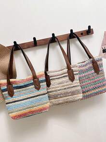 新款简约纹理女士包，单肩斜挎手提包小方包双肩包，休闲通勤学生日常轻便时尚包 - 彩色 - 查看 7