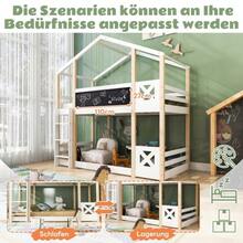Children's Cabin Bed With Ladder, 90 X 200 Cm, Bunk Bed For Children – 2 Slatted Bed Bases – Natural And White - White - View 7
