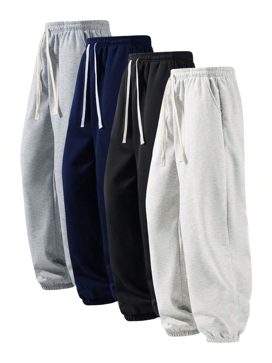 Autumn/Winter Boys' Casual Pants: Casual And Versatile Solid Color Design, Soft And Comfortable Against The Skin, Warm And Suitable For Everyday Wear At Home Or Outings. - 灰色 - 查看 1