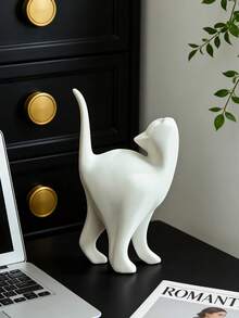 简约白色抽象猫雕塑，现代树脂宠物爱好者摆件，优雅家居装饰，适用于客厅、办公桌、卧室书架、玄关、咖啡桌，是送给爱猫人士、动物爱好者的理想礼物，也是乔迁、生日、波西米亚风格装饰艺术品。 - A - 查看 8