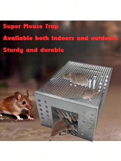 可重复使用的人道捕鼠器，可水洗，适用于捕鼠、田鼠和其他啮齿动物，室内/室外均可使用，适合宠物和家庭成员，自动弹簧门，便携式户外捕鼠器