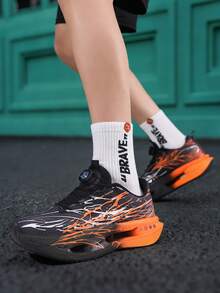Lightweight Breathable Running Shoes - Carbon Plate Technology, Stable Support, All-Season Training Sneakers With EVA Cushioning And Arch Support. Low-Top Unisex Shoes For Marathon And Gym - Black - View 4