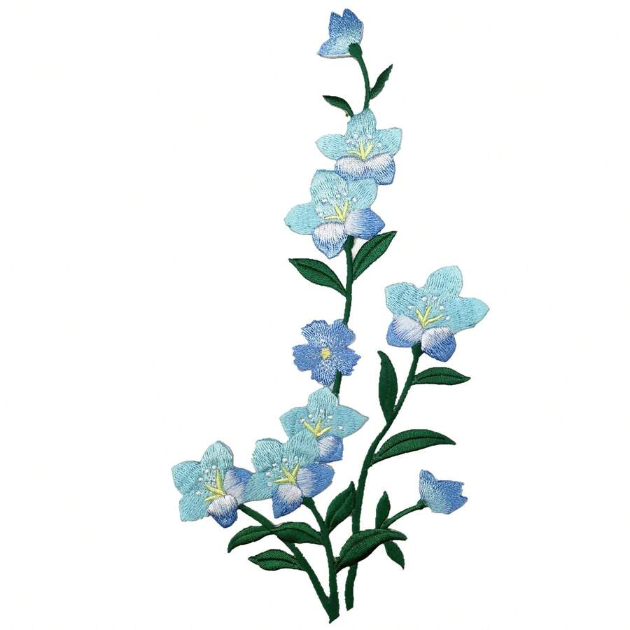 1件蓝色梅花刺绣布贴，熨烫式贴布缝纫配件 - H-藍色 - 查看 1