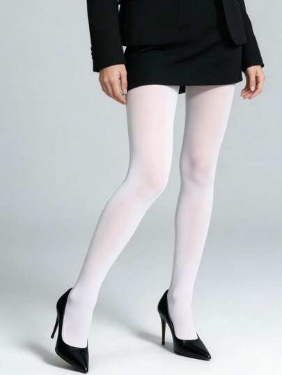 1 pieza Mallas transparentes de mujer 50D, medias de compresión de terciopelo, pantimedias de unicolor que estilizan las piernas, medias de estilo Y2K, versátiles para negocios, citas, Halloween, San Valentín, primavera/verano