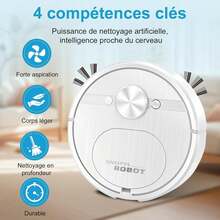 Intelligent Robot Vacuum Cleaner, Sweeping, Vacuuming & Mopping 3-In-1 Robot, Mini Vacuum Cleaner For Home, Offices, Apartments, Low Noise Rechargeable Cleaner For Hardwood, Tile, Linoleum Floors - White - View 10
