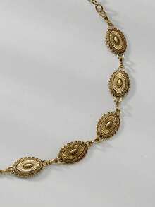 1 peça Corrente de cintura vintage oval em metal com margaridas, acessório elegante e moderno para usar com vestidos, ternos e suéteres. - sucata metálica - Ver 3