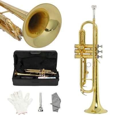 Brand New, Painted, Gold, Student Concert Bb Gold Trumpet, With Box, Beginner Mouthpiece -