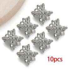 10/30个珠帽 18K白金镀层精美镂空花朵珠帽 黄铜花朵端帽 散珠 适用于手链项链 DIY珠宝制作工艺品材料 - 白K - 查看 21