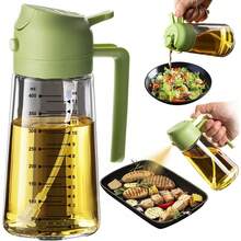TrendPlain 16oz/470ml Glass Olive Oil Sprayer For Cooking – 2 In 1 Olive Oil Dispenser Bottle For Kitchen Gadgets And Air Fryer Accessories, Salad, BBQ - Black - 查看 15