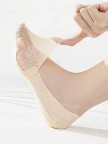 1/5 Pairs Women Lace Shallow Invisible Liner Socks, Non-Slip, Breathable Mesh Thin Socks - Multicolor - View 7