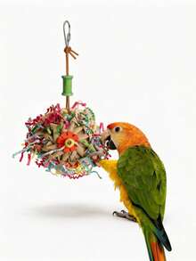 Juguete de linterna de pájaro de Navidad, juguete de linterna de loro de papel DIY, adecuado para que las aves mastiquen, afilen sus dientes y limpien sus bocas, decoración de jaula de pájaros, juguete de pájaro de Navidad, sin baterías, cuentas de colores aleatorios. Regalo para amantes de las aves, juguete de masticación natural para aves, aperitivo pequeño para loros, accesorio de regalo para jaula de pájaros - Ver 3