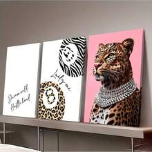 2Dflat, 3pcs, Wooden Frame Wrapped Canvas Prints And Hanging Posters, Pink Leopard Print Wall Art Set, Fashionable Cheetah Poster, Animal Print Decor For Living Room/Dining Room, Modern Minimalist Canvas Art, Cheetah Print Room Stuff. Bedroom Decor, Bathroom Decor And Accessories, Kitchen Decor And Accessories, Office Decor And Accessories, Coffee Bar Essentials, Birthday Decorations, Wedding Decorations, Holiday Decor, Framed Wall Art, Easter Decor, St Patrick's Day Decor, House Deocr, Cirelle Home, Dorm Room Essentials College, Patio Decor, Wall Decor. Waterproof, Durable, Lightweight, Easy To Maintain, Formaldehyde Free. Very Suitable For Room Decors And Home Decors. Ready-To-Hang With Hanging Hooks. - 彩色 - 查看 2