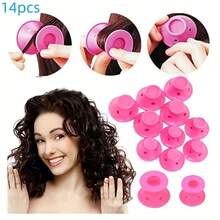 20pcs Non-Heating Hair Curlers, Silicone Bell-Shaped Hair Curling Rods, Suitable For All Hair Types, Easy To Use At Home Without Damaging Hair - Pink - View 1