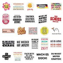 50Pcs Funny German Stickers Motivational Stickers Inspirational Stickers Positive Stickers Affirmation Stickers Vinyl Waterproof Stickers For Journaling Computer Scrapbook Luggage Water Bottle Phone - H - View 3