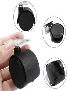 4pcs 1.5 Inch PP Flat Plate Casters With Brake, Swivel Wheels For Coffee Table, Computer Desk - 4 - View 4