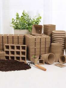 纸浆育苗杯和育苗盘，一次性圆形/方形纸浆杯，适用于多肉植物、扦插苗、兰花和其他植物 - 多款式 - 查看 9