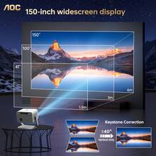 Proyector Portátil AOC 1080P, Native 1080p y soporte 4K, 8000 Lúmenes, 5G WiFi6, Bluetooth, Corrección Automática Vertical Keystone, Pantalla 300", Compatible con Teléfonos iOS/Android, para Cine en Casa - Gris - Ver 10