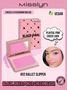 MISSLYN-BLACK 小丑扑克牌腮红，单色腮红盘，哑光质地，高显色度，顺滑配方，自然光泽，轻盈持久，高光盘，新年妆容，便携尺寸，适合旅行和户外活动 - #02 Ballet Slipper - 查看 1