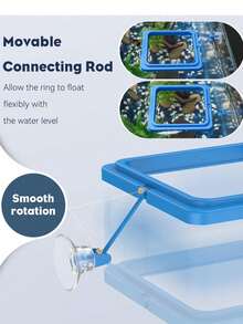 水族箱漂浮喂食器环 - 圆形和方形漂浮喂食器，带吸盘，适用于斗鱼、金鱼、孔雀鱼、乌龟和小鱼 - 彩色 - 查看 4