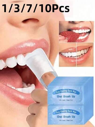 1/3/10/20Pcs Finger Sleeve Oral Wet Wipes, Disposable Oral Wet Wipes, Disposable Toothbrush, Oral Cleaning Wet Wipes, Mint Flavor Finger Sleeve Oral Wet Wipes, Teeth Whitening Wet Wipes, Oral Cleaning Wet Wipes