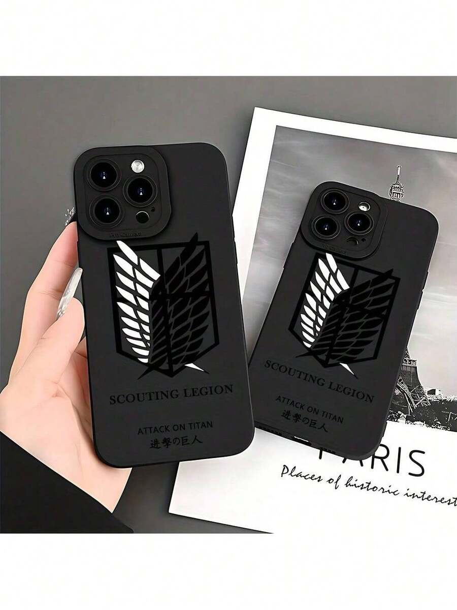 UE (DE et ES) Coque de téléphone avec anime A-Attack On T-Titan, compatible avec les modèles 17, 16E, 16, 15, 14, 13, 12, 11, Mini, Pro, Max, Air, X, XR, XSMAX, 8 et 7 Plus, conçue pour prévenir les chutes avec un dos en TPU souple. - Blanc antique - Voir 1