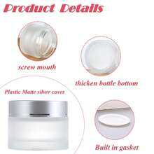 Frosted Glass Jar With Silver Lid, Refillable Empty Container For Skincare Products, Body Lotion, Cream, Mask - Silver - View 8