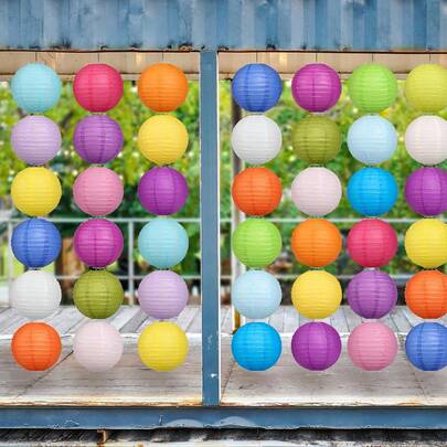 1세트 (18개) - 멀티 컬러 종이 랜턴, 파티 장식, DIY 수제 종이 랜턴에 적합, 결혼식, 생일, 졸업식에 적용 가능 - 할로윈, 부활절, 라마단 등을 위한 버서타일 걸이 장식 - 7.87인치 클래식 동방 스타일 랜턴, 전기 필요 없음