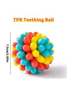 Durable Chew Toy For Dogs - Made Of TPR Material, Vibrant Colors, Designed For Canines As A Chewing And Teeth-Cleaning Toy. Soft Training Ball Suitable For Strong Chewing Dog Breeds, Helps Relieve Boredom And Destructive Chewing Behavior, Battery-Free Pet Toy. - Multicolor - View 3