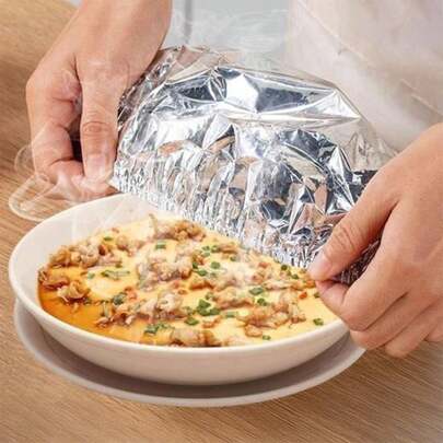 1/10/30/50/100pcs Reusable Aluminum Foil Food Covers, Suitable For Kitchen And Dining Table - Heat Insulation, Food Preservation For Picnic, Camping And Home Use, Reusable Food Wrap For Autumn/Winter, Ramadan/Halloween/Christmas Food Storage And Preservation