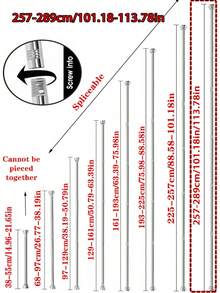 Barra de cortina extensible de acero inoxidable sin taladro, extra larga. Barra de cortina, barra colgante de armario, barra retráctil, secadora, barra de soporte, barra de almacenamiento de utensilios de cocina, barra de tensión, barra colgante de espátula, barra colgante de cucharas, barra colgante de tabla de cortar, barra colgante de toallas de cocina, barra colgante de batidores, barra colgante de cucharones, sin necesidad de taladrar, material de acero inoxidable, fácil instalación, sin adhesivo necesario, adecuado para armario, baño, ventana - Multicolor - Ver 29
