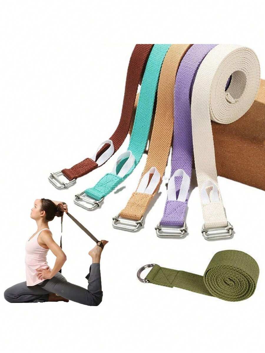 179/184x2.5厘米瑜伽带 运动瑜伽腰带 可调节编织弹力D形环扣 健身拉伸带 普拉提绳 - 彩色 - 查看 1