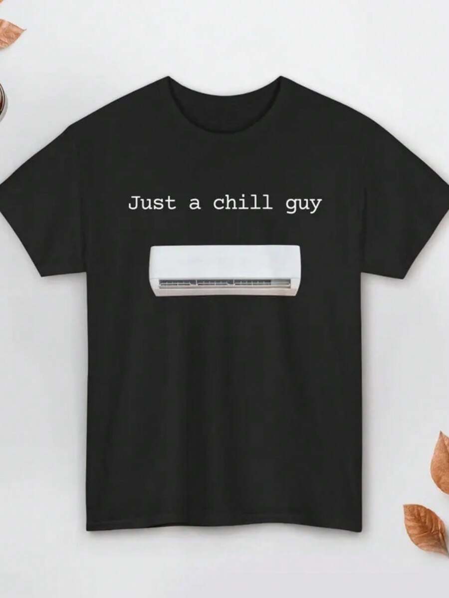 Just A Chill Guy T-Shirt Funny Graphic Tee - 黑色 - 查看 1