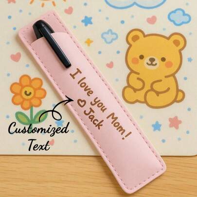 Leather Pen Case, Customized Leather Pen Pouch, Personalized Student Stationery Bag, Minimalist Ballpoint Pen Bag, Pencil Case, Pen Holder, Single Pencil/Pen Protective Sleeve Pouch, Suitable For Students, Teachers, Schools, Offices, Nurses