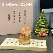 Handmade Wooden Cat Figurines | Hand-Painted Carved Cat Statues - Cute Home & Office Decor Gifts For Cat Lovers | Perfect BFF Gift - Stretching Cat - View 18