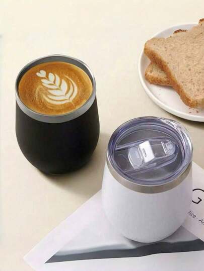 12oz Stainless Steel Wine Tumbler With Lid And Straw, Stainless Steel Travel Cup Suitable For Hot/Cold Drinks, Wine, Coffee, Cocktails, Christmas Beverages, Home And Gift