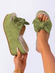 Giày sandal nữ 2025, sandal đế xuồng cao gót họa tiết da báo gợi cảm, sandal mũi tròn thoải mái, thích hợp cho mùa xuân/hè, dự tiệc hoặc phối cùng váy. - Màu xanh chanh - Xem 5